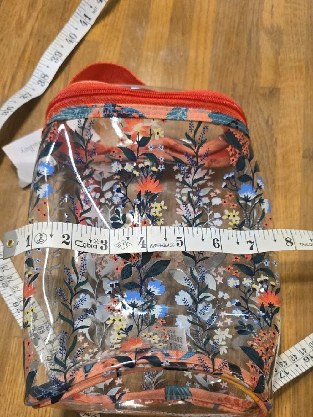 Vera Bradley Clear Floral Pouch with Coral Trim